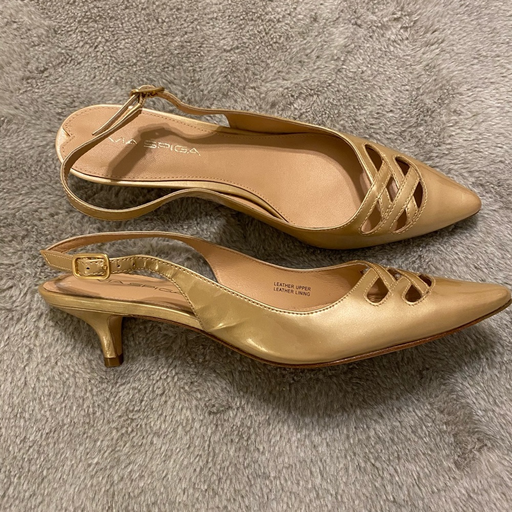 Via Spiga Gold Slingback Heels - Picture 4 of 4